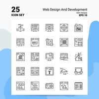 25 conjunto de ícones de design e desenvolvimento da web 100 eps editáveis 10 arquivos de conceito de logotipo de negócios ideias de design de ícone de linha vetor
