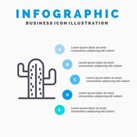 ícone de linha americana de planta de cacto eua com fundo de infográficos de apresentação de 5 etapas vetor