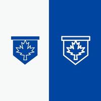 etiqueta folha canadá linha de sinal e ícone sólido de glifo linha de banner azul e ícone sólido de glifo banner azul vetor