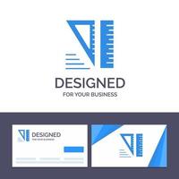cartão de visita criativo e modelo de logotipo educação ferramentas geométricas ilustração vetorial vetor