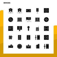 conjunto de ícones de 25 dispositivos modelo de ilustração vetorial de ícone de glifo sólido para web e ideias móveis para empresa de negócios vetor