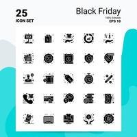 25 conjunto de ícones de sexta-feira negra 100 eps editáveis 10 arquivos idéias de conceito de logotipo de negócios design de ícone de glifo sólido vetor