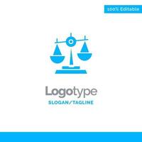 equilíbrio tribunal juiz justiça lei escala legal escalas azul sólido modelo de logotipo lugar para slogan vetor