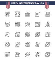25 sinais de linha para o dia da independência dos eua texto americano dos eua dia da independência editável elementos de design vetorial do dia dos eua vetor