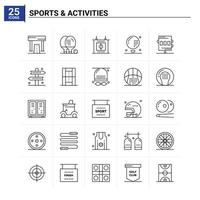 conjunto de ícones de 25 atividades esportivas de fundo vetorial vetor