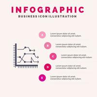 análise gráfico gráfico diagrama gráfico tendências ícone sólido infográficos 5 etapas fundo de apresentação vetor