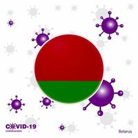 ore pela bandeira da tipografia do coronavírus covid19 da bielorrússia fique em casa fique saudável cuide de sua própria saúde vetor