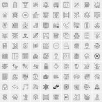 pacote de 100 ícones de linha universal para mobile e web vetor