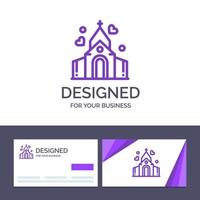 cartão de visita criativo e modelo de logotipo arco ilustração vetorial de casa de casamento vetor