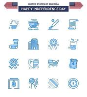 16 ícones criativos dos eua sinais modernos de independência e símbolos de 4 de julho do natal eua beisebol arquivo americano editável dia dos eua vetor elementos de design