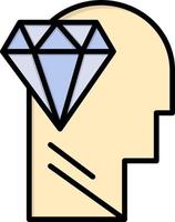 perfeição da mente modelo de banner de ícone de vetor de ícone de cor plana de cabeça de diamante