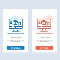 caixa de monitor de computador computação azul e vermelho baixe e compre agora modelo de cartão de widget da web vetor