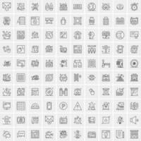 pacote de 100 ícones de linha universal para mobile e web vetor