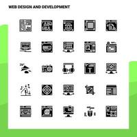25 conjunto de ícones de design e desenvolvimento da web modelo de ilustração vetorial de ícone de glifo sólido para ideias de web e móveis para empresa de negócios vetor