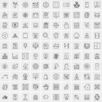 pacote de 100 ícones de linha universal para mobile e web vetor