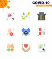 ícone de dicas de precaução de coronavírus para apresentação de diretrizes de saúde 9 pacote de ícones de cores planas, como doença de sangue, vírus sujo de sangue viral, elementos de design de vetor de doença de 2019nov