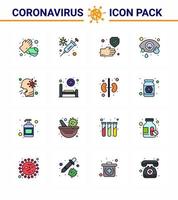 conjunto de ícones covid19 para infográfico 16 pacote de linhas preenchidas com cores planas, como saúde, olho humano, infecção ocular limpa, conjuntivite, coronavírus viral, elementos de design do vetor da doença de 2019nov