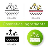 ícone de colágeno. componentes químicos. dermatologia e cosmetologia. tratamento para a pele. vetor