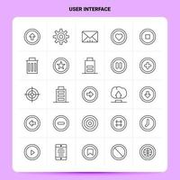 delinear 25 conjunto de ícones de interface de usuário vetor design de estilo de linha ícones pretos conjunto de pictograma linear pacote de ideias de negócios móveis e web design ilustração vetorial