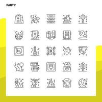 conjunto de ícones de linha de festa conjunto de 25 ícones design de estilo de minimalismo vetorial conjunto de ícones pretos pacote de pictograma linear vetor
