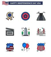 conjunto de 9 ícones do dia dos eua símbolos americanos sinais do dia da independência para ponte eua american sight marco editável dia dos eua vetor elementos de design