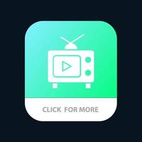 tv televisão reproduzir vídeo botão de aplicativo móvel android e ios versão glifo vetor