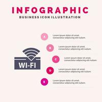 modelo de apresentação de infográficos de dispositivo de serviço wifi de hotel apresentação de 5 etapas vetor