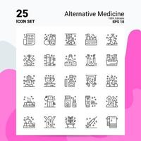 25 conjunto de ícones de medicina alternativa 100 eps editáveis 10 arquivos de conceito de logotipo de negócios ideias de design de ícone de linha vetor