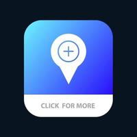 pino de navegação do mapa de localização mais botão de aplicativo móvel android e ios versão glifo vetor