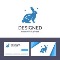 cartão de visita criativo e modelo de logotipo coelhinho coelho páscoa natureza ilustração vetorial vetor