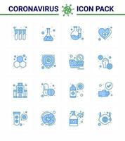 doença do vírus corona 16 pacote de ícones azuis sugam como química de laboratório cuidados químicos amor vírus viral doença 2019nov vetor elementos de design