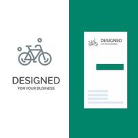 design de logotipo cinza de primavera de ciclo de bicicleta e modelo de cartão de visita vetor
