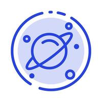 ícone da linha pontilhada azul do espaço da ciência do planeta vetor