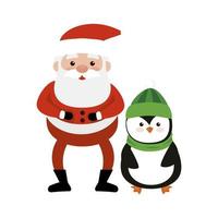 feliz natal papai noel com pinguim vetor