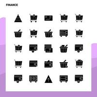 25 conjunto de ícones de finanças modelo de ilustração vetorial de ícone de glifo sólido para web e ideias móveis para empresa de negócios vetor