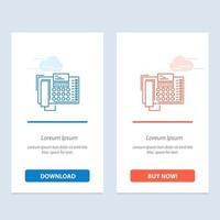 telefone escritório de negócios ligue para contato azul e vermelho baixe e compre agora modelo de cartão de widget da web vetor