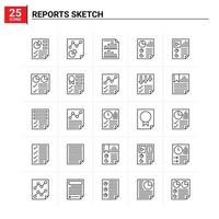 conjunto de ícones de esboço de 25 relatórios de fundo vetorial vetor