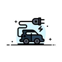 tecnologia automotiva carro elétrico veículo elétrico negócios linha plana modelo de banner de vetor de ícone preenchido