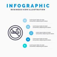 não fumar, fumar, não fumar, modelo de infográfico azul de hotel, modelo de ícone de linha vetorial de 5 etapas vetor