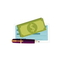 faturar dinheiro com caneta e ícone isolado de cheque vetor