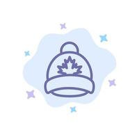 chapéu boné folha canadá ícone azul no fundo da nuvem abstrata vetor