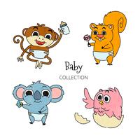 Coleção de conjuntos de caracteres para animais de bebê vetor