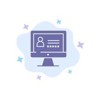 ícone azul de segurança de internet do computador no fundo abstrato da nuvem vetor