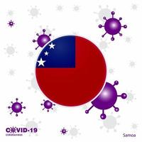 ore por samoa covid19 bandeira de tipografia de coronavírus fique em casa fique saudável cuide de sua própria saúde vetor