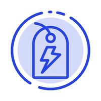 ícone de linha de linha pontilhada azul de energia de energia de sinal de etiqueta vetor