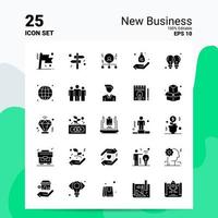 25 novos conjuntos de ícones de negócios 100 eps editáveis 10 arquivos idéias de conceito de logotipo de negócios design de ícone de glifo sólido vetor