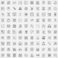 pacote de 100 ícones de linha universal para mobile e web vetor