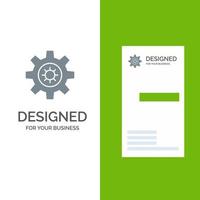 design de logotipo cinza de motivação de configuração de engrenagem e modelo de cartão de visita vetor