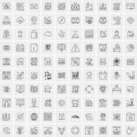 pacote de 100 ícones de linha universal para mobile e web vetor