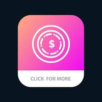 botão de aplicativo móvel de dinheiro em dólar americano android e versão de linha ios vetor